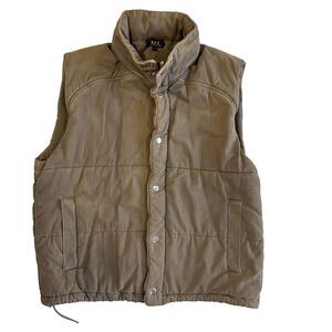 A.P.C. Puffer Vest Brown Workwear Hood Size 2 Men's